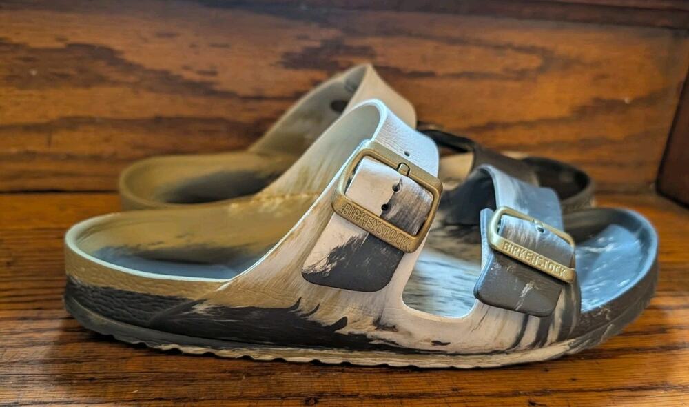 Birkenstock Arizona Essentials EVA Glamour Gold Multi Marbled Sandal 40 L9 M7.